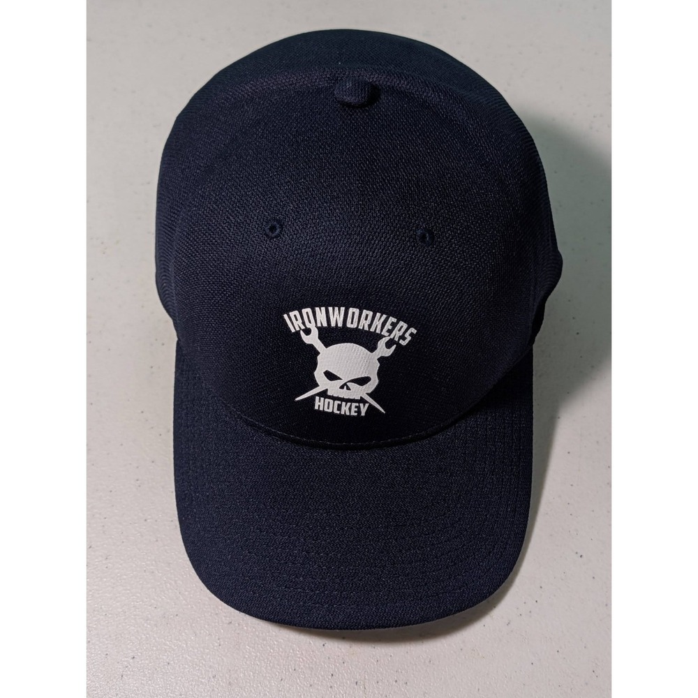 Ironworkers Hockey Blue Size Medium Stretch Fit Fitted Hat Pacific Headwear